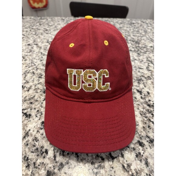 The Game Other - Vintage USC Trojans Sequined Logo Strapback Hat Red Gold by The Game Script